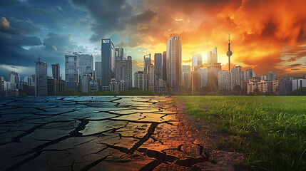 Impacts of global warming and climate change - obrazy, fototapety, plakaty