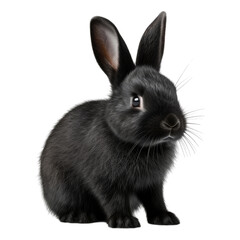 Obraz premium black rabbit isolated on transparent background cutout