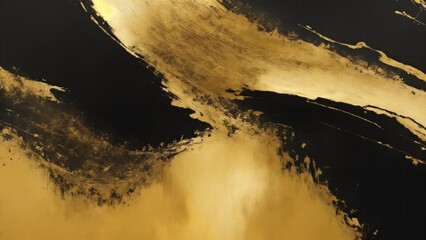 Abstract gold and Black painting background, brush texture, gold texture