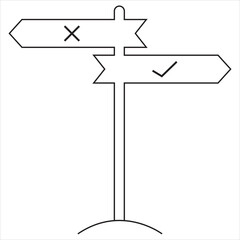 Signpost icon, direction icon vector isolated seet on white background.