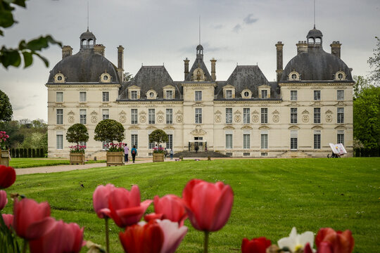 View on the castle of Cheverny at spring