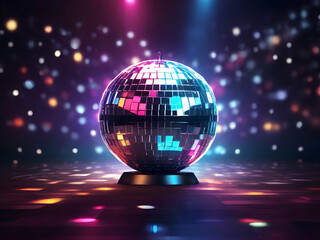 Fototapeta na wymiar disco ball with lights ball, music, night, discoball, nightclub, bright,Ai generated 
