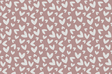 Fototapeta premium Patrón corazones con fondo rojo pálido desaturado