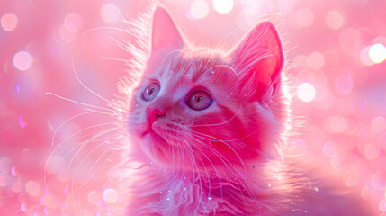Dreamy Pink Kitten in Fantasy Setting
