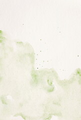 Watercolor texture. Abstract light green  minimalistic painting background. Template. Copy space