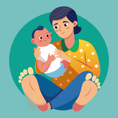 Naklejka premium Parent holding the feet of a newborn baby in his hands.