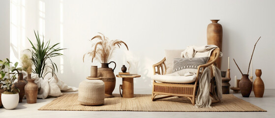 Let the eclectic charm of boho style transform your living space with a modern setup including a...