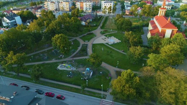 Church Park Zelewskiego Rumia Kosciol Jana Z Ket Sunset Aerial Poland