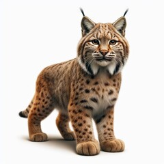 Image of isolated bobcat against pure white background, ideal for presentations
