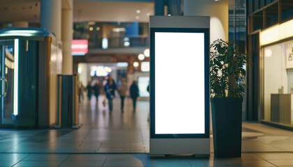 A large white sign is in a shopping mall by AI generated image