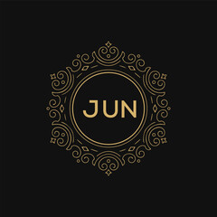Fototapeta na wymiar JUN logo design template vector. JUN Business abstract connection vector logo. JUN icon circle logotype. 