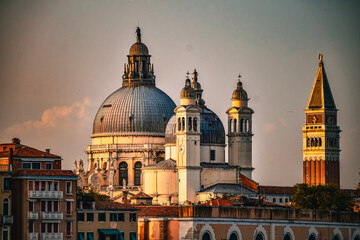 St Mark's Campanile view in the golden lights of a setting sun - obrazy, fototapety, plakaty