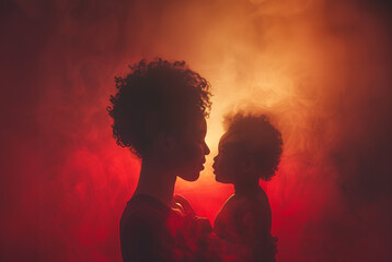 beautiful photography for mother's day, a mother with her children on abstract background