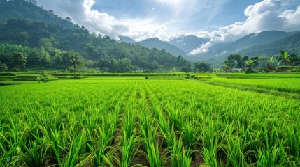 Fototapeta premium Green Terraced Rice Field