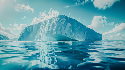 Broken floating iceberg on the assessment caused by climate change, global warming. Climate change, nature. - obrazy, fototapety, plakaty