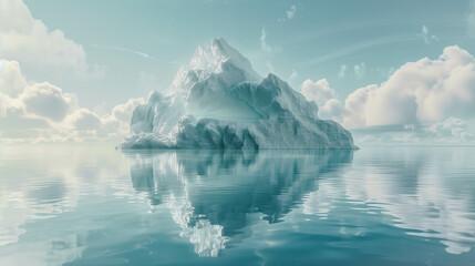 Broken floating iceberg on the assessment caused by climate change, global warming. Climate change, nature.