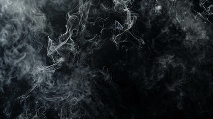 White smoke floating on a black background, creating interesting patterns, a mysterious pattern - obrazy, fototapety, plakaty