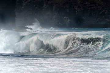 Big waves in San Felipe beach. Moya. Gran Canaria. Canary islands. spain