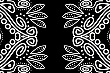 Beautiful aesthetic batik ethnic dayak line art pattern for traditional indonesian culture background 