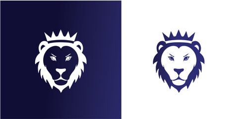 lion head logo design. lion king. lion face. elegant icon. vector - obrazy, fototapety, plakaty