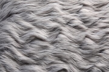 Texture of grey faux fur as background, closeup