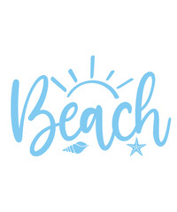 Beach clip art design on plain white transparent isolated background for card, shirt, hoodie, sweatshirt, apparel, tag, mug, icon, poster or badge