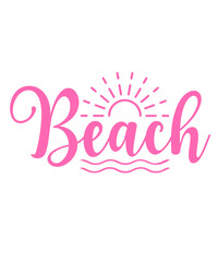 Beach clip art design on plain white transparent isolated background for card, shirt, hoodie, sweatshirt, apparel, tag, mug, icon, poster or badge