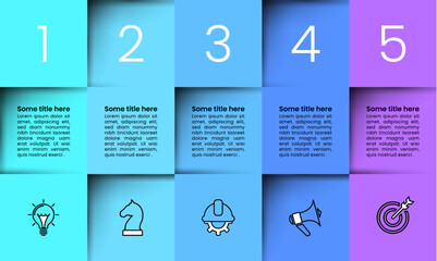 Infographic template. 5 folded paper square banners