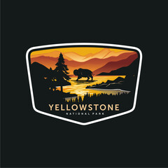 Emblem sticker patch logo illustration of Yellowstone National Park