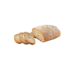 whole grain sliced ​​bread cut out isolated transparent background