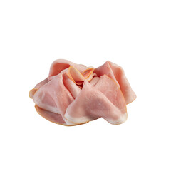 Fresh ham slices cut out isolated transparent background