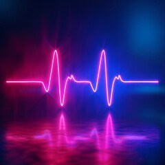 Neon ECG monitor, tracking the vital signs of health in electric blues and pinks