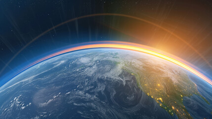 3D rendered model of Earth showcasing detailed atmospheric layers with a focus on the ozone layer