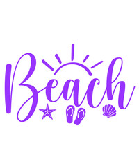 Beach clip art design on plain white transparent isolated background for card, shirt, hoodie, sweatshirt, apparel, tag, mug, icon, poster or badge