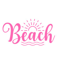 Beach clip art design on plain white transparent isolated background for card, shirt, hoodie, sweatshirt, apparel, tag, mug, icon, poster or badge