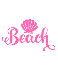 Beach clip art design on plain white transparent isolated background for card, shirt, hoodie, sweatshirt, apparel, tag, mug, icon, poster or badge