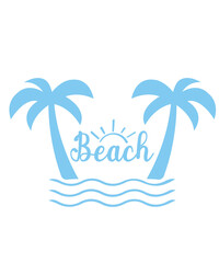 Fototapeta na wymiar Beach clip art design on plain white transparent isolated background for card, shirt, hoodie, sweatshirt, apparel, tag, mug, icon, poster or badge