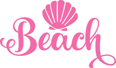 Beach clip art design on plain white transparent isolated background for card, shirt, hoodie, sweatshirt, apparel, tag, mug, icon, poster or badge