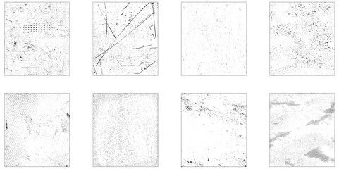 Concrete texture. Cement overlay black and white texture. Vector set of grunge overlay textures.
