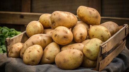 Basket overflowing with flavorful, rare heirloom potatoes
