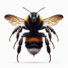 Image of isolated bumble bee against pure white background, ideal for presentations
