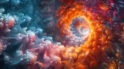 Foto op Plexiglas mystical fiery spiral amidst cool blue fantasy landscape © Belho Med