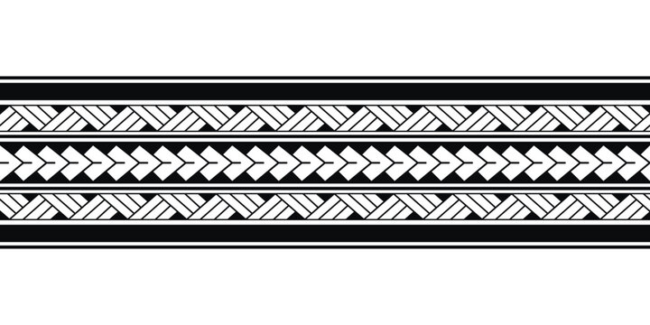 Maori Polynesian tattoo bracelet. Tribal sleeve seamless pattern vector.