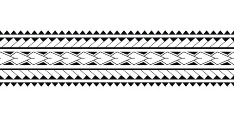 Maori Polynesian tattoo bracelet. Tribal sleeve seamless pattern vector.