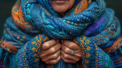 craftsmen weave indigo-colored Thai cotton. This elderly Thai woman demonstrates how to weave spinning threads in natural colors. - obrazy, fototapety, plakaty