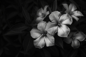 Small flowers, in style of black and white photo