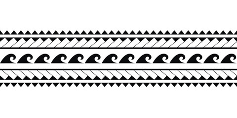 Maori Polynesian tattoo bracelet. Tribal sleeve seamless pattern vector.