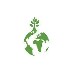 green earth flat icon logo design