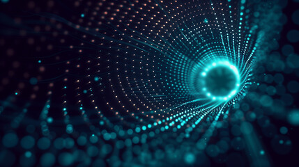 Blue and Orange Abstract Digital Dot Technology Background