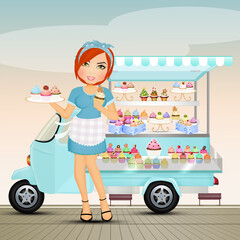 girl sells cupcakes